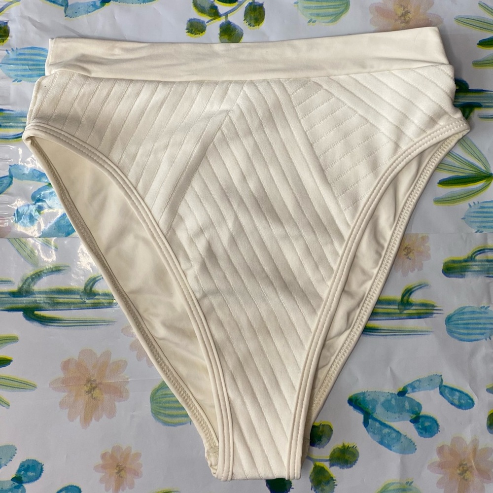 L*Space High Waisted Frenchi Bikini Bottoms, Cream, Medium